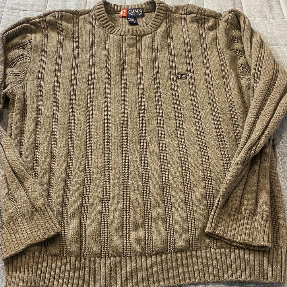 Chaps Grey Ribbed Knit Sweater